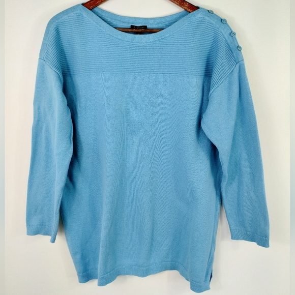 Talbots Contrast Stitch Sweater Blue Size 1X - Picture 2 of 8